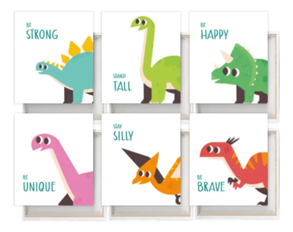 Set 6 Cuadros Infantiles Dinosaurios Para Cuarto Bebe O Niño