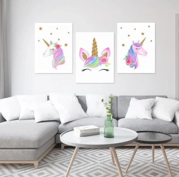 Unicornios 3 Pz Canvas Cuadro Decorativo Para Cuarto Niño - Imagen 2