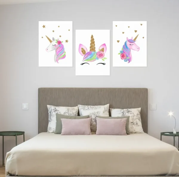 Unicornios 3 Pz Canvas Cuadro Decorativo Para Cuarto Niño - Imagen 3