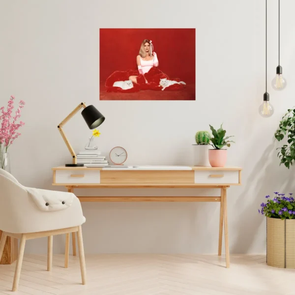 1 Poster Grande De Lana Del Rey Fondo Rojo A 50x40 - Imagen 4