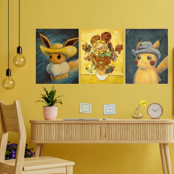 3 Poster Grandes Decorativos De Pokemon Van Gogh A 50x40 - Imagen 2